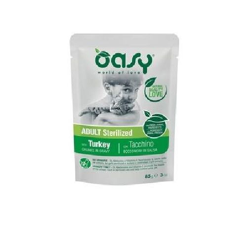 OASY WET CAT BOCCONCINI- ADULT STERILIZED TURKEY 85gr <br/> Cibo Umido per Gatti