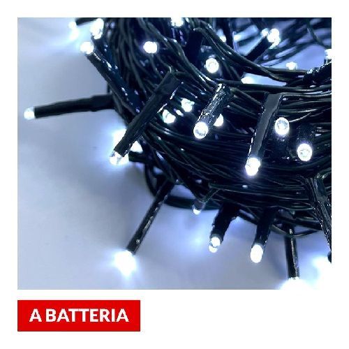 70428 Catena 48 LED a pile bianco freddo interno esterno 4,7 mt <br/> Luci di Natale