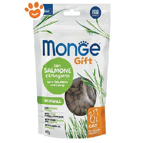 Monge Gift Filled and Crunchy Gatto Hairball Salmone Erba Gatta <br/> Snack e Premi per Gatti