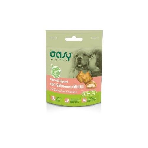 OASY SNACK DOG BISCOTTI SALMONE MIRTILLI 80GR <br/> Snack e Premi per Cani