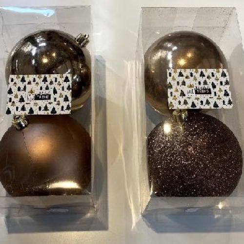 57997 Set 2 palline di Natale 12cm bronzo miste <br/> Accessori Arredo Casa Natale