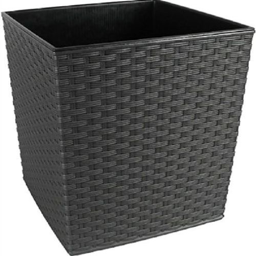 Vaso quadro Juka rattan cm 30x30 nero grafite <br/> Vasi e Accessori in Plastica