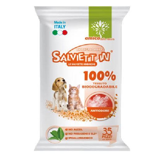 Salviett In Antiodore 35 pz biodegradabili <br/> Traversine e Salviette Cane