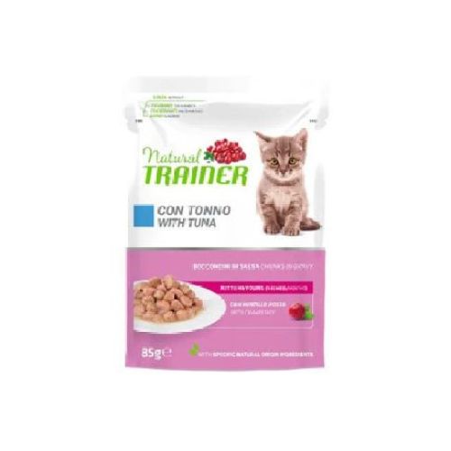 NATURAL TRAINER CAT KITTEN TONNO BUSTA 85 GR <br/> Cibo Umido per Gatti