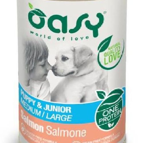 OASY WET DOG ONE PUPPY MEDIUM/LARGE SALMONE 400 <br/> Cibo Umido per Cani