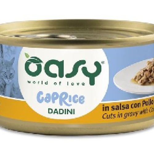 OASY WET CAT CAPRICE DADINI POLLO LATTINA 85 GR <br/> Cibo Umido per Gatti