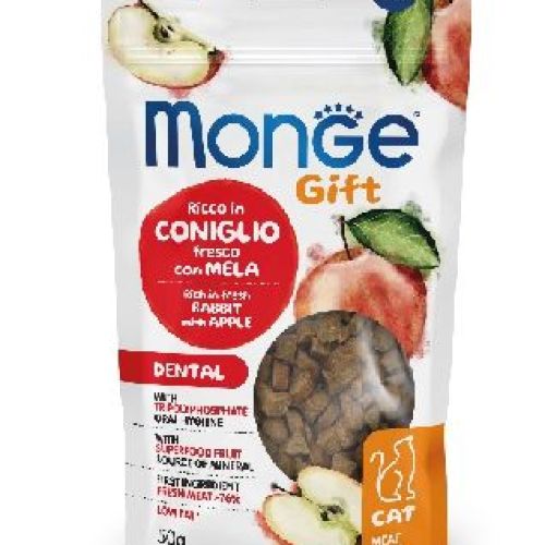 Monge Gift Meat Minis Dental Gatto con Coniglio e Mela <br/> Snack e Premi per Gatti
