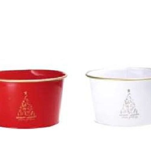 75781 Fioriera tonda ferro Natale d21xh12cm <br/> Accessori Arredo Casa Natale
