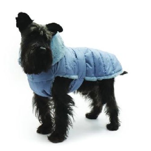 CAPPOTTO TRAP. FOD. PELLICCIA TG. 47 AZZURRO <br/> Guinzagli, Collari e Pettorine