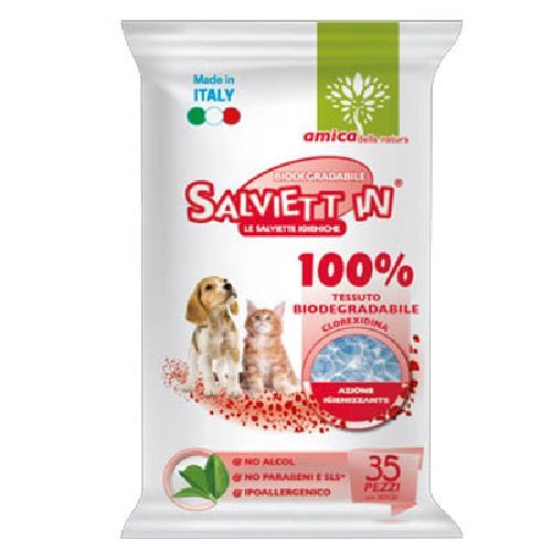 Salviett In Clorexidina 35 pz biodegradabili <br/> Traversine e Salviette Cane