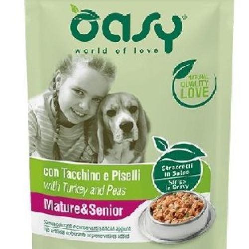 OASY WET DOG STRACCETTI M&S TACCHINO PISELLI 100GR <br/> Cibo Umido per Cani