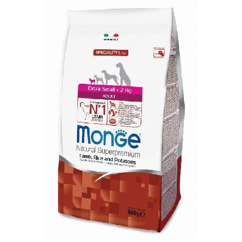 monge extrasmall adult agnello riso patate 800gr <br/> Cibo Secco per Cani