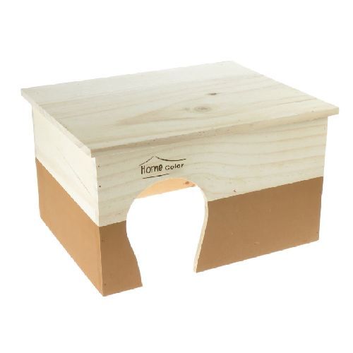CASA LEGNO RETTANGOLARE   'XL' MARRONE - 'HOME COLOR' <br/> Gabbie e Accessori Roditori