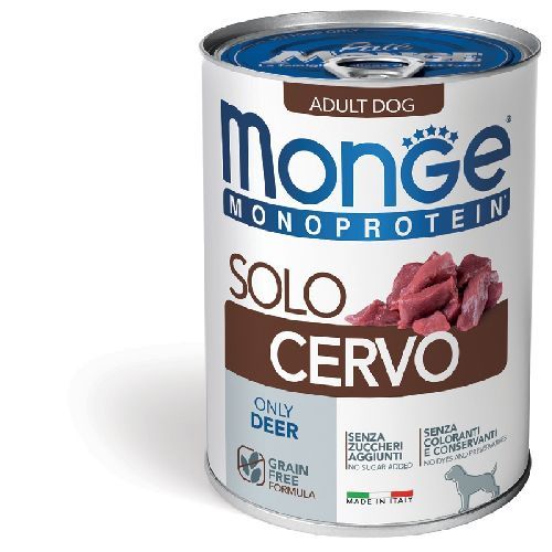 MONGE DOG SOLO CERVO MONOPROTEICO 400 GR <br/> Cibo Umido per Cani
