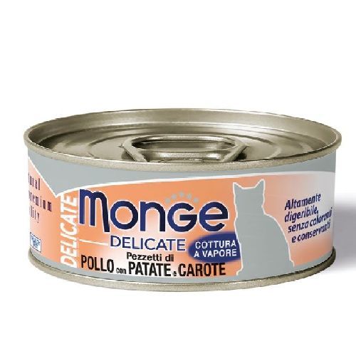 MONGE DELICATE GATTO 80 GR POLLO, PATATE E CAROTE <br/> Cibo Umido per Gatti
