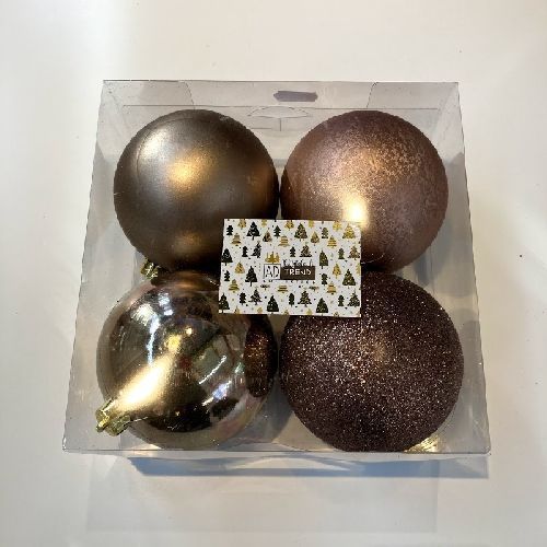 57996 Set 4 palline di Natale 10cm bronzo miste <br/> Accessori Arredo Casa Natale