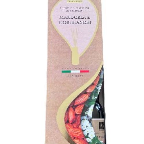 DIFFUSORE FRAGRANZA MANDORLA E FIORI BIANCHI 125 ml <br/> Candele e Profumi per Ambiente, Saponi