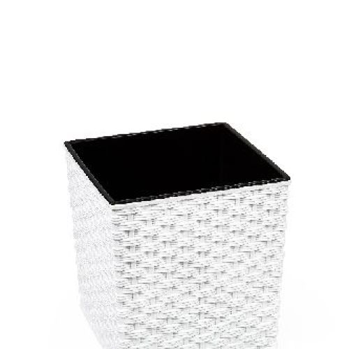 Vaso quadro Juka rattan cm 40x40 bianco <br/> Vasi e Accessori in Plastica