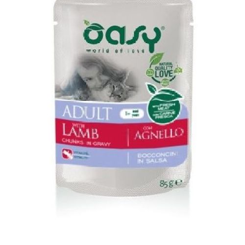 OASY WET CAT BOCCONCINI- ADULT LAMB 85gr <br/> Cibo Umido per Gatti