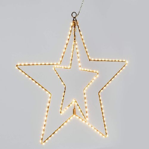 Stella Doppia 50cm 2D-3D Metallo Marrone 180 MicroLED Classic <br/> Luci di Natale