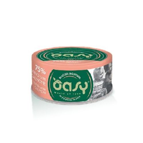 OASY WET CAT MORE LOVE LATTINA-TONNO CON SALMONE 70 gr <br/> Cibo Umido per Gatti