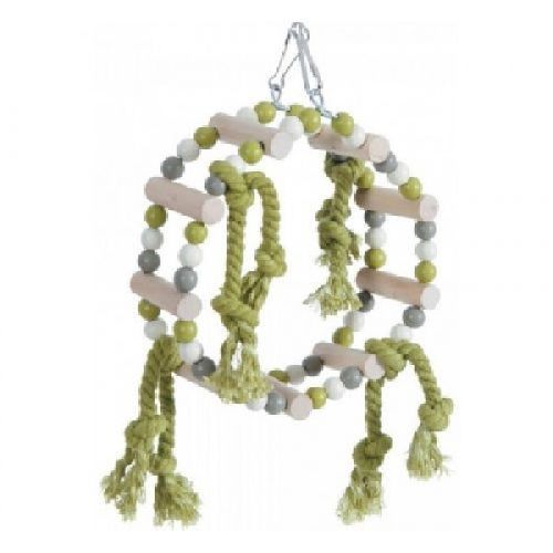 ALTALENA RUOTA PERLE IN LEGNO+CORDA <br/> Gabbie Uccelli e Accessori