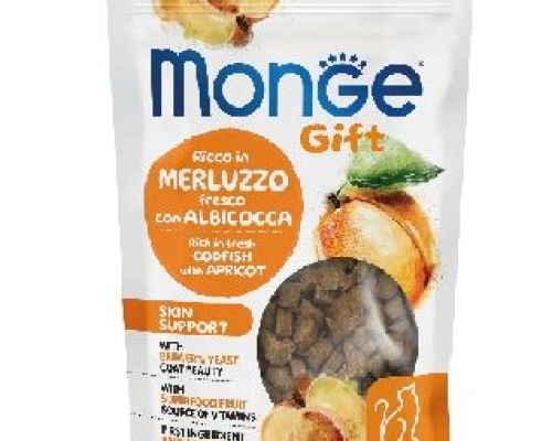 Monge Gift Meat Minis Gatto Skin Support Merluzzo e Albicocca <br/> Snack e Premi per Gatti