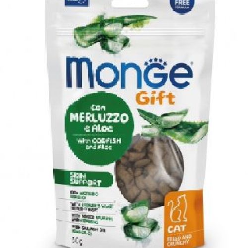 Monge Gift Filled and Crunchy Gatto Skin Merluzzo e Aloe <br/> Snack e Premi per Gatti