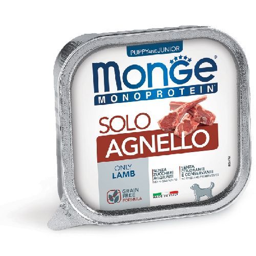 MONGE DOG PUPPY SOLO AGNELLO MONOPROTEICO 150 GR <br/> Cibo Umido per Cani