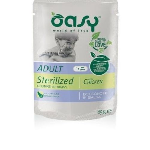 OASY WET CAT BOCCONCINI- ADULT STERILIZED CHICKEN 85gr <br/> Cibo Umido per Gatti