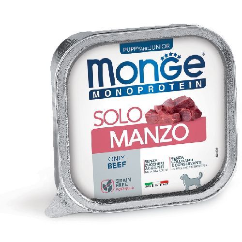 MONGE DOG PUPPY SOLO MANZO MONOPROTEICO 150 GR <br/> Cibo Umido per Cani