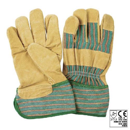 Guanto di pelle e tela rigata taglia M <br/> Abbigliamento Giardino e Orto