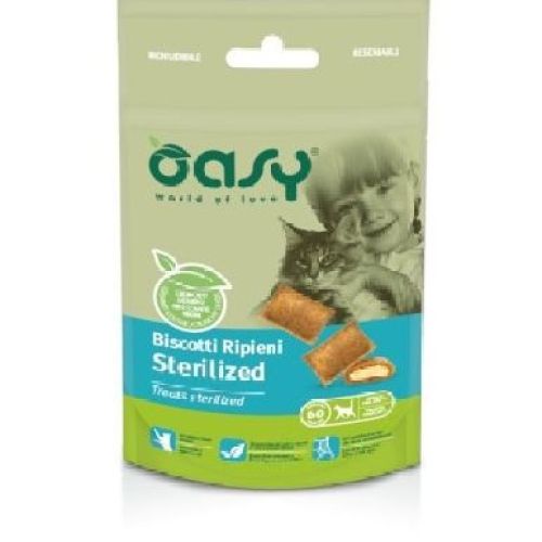 OASY SNACK CAT BISCOTTI RIPIENI STERILISED 60 GR <br/> Snack e Premi per Gatti