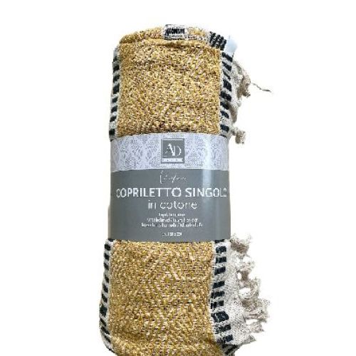 COPRILETTO SINGOLO SENAPE "VICKIE" 150X230CM <br/> Tessile per arredo casa