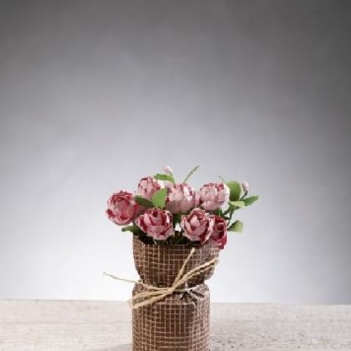 8627X MINI RANUNCOLO IN POT H13CM <br/> Fiori Finti e Piante Finte