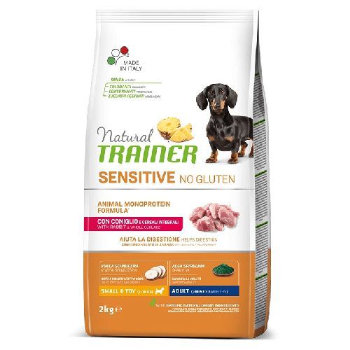 Natural Trainer Sensitive No Gluten Ad. Small&Toy Coniglio 2 kg <br/> Cibo Secco per Cani