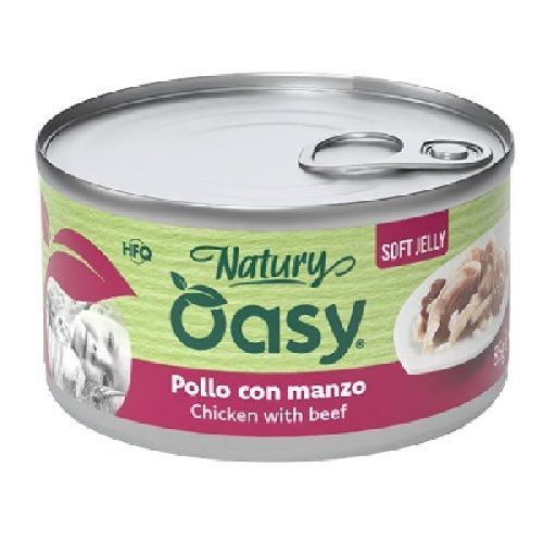 OASY WET CAT NATURY SOFT JELLY POLLO E MANZO 85 GR <br/> Cibo Umido per Gatti