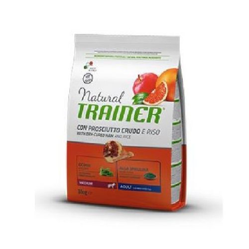 Natural Trainer Medium Prosciutto crudo e riso 3 kg <br/> Cibo Secco per Cani