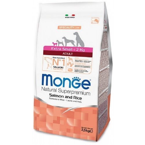 MONGE EX SMALL ADULT SALMONE RISO 2,5KG <br/> Cibo Secco per Cani
